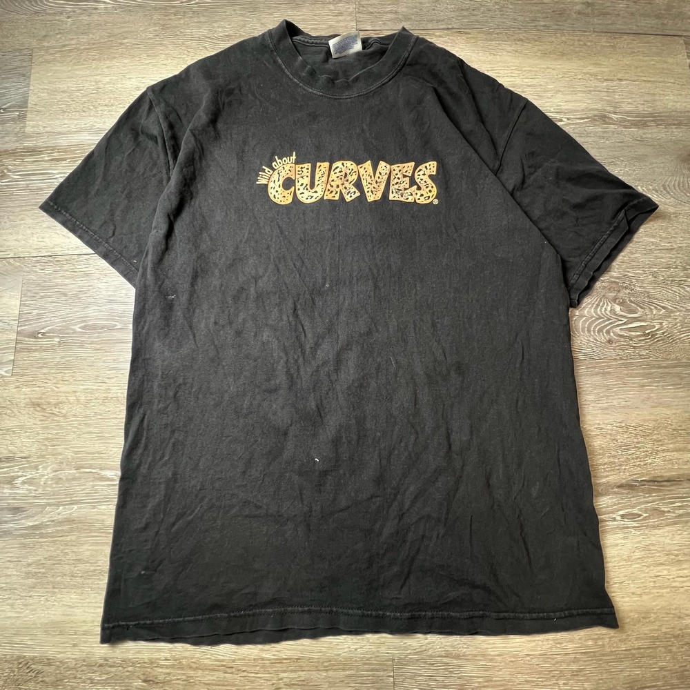 Hanes‎ Graphic T-Shirt Mens L Black Wild About Curves Leopard Print Vintage Tee
